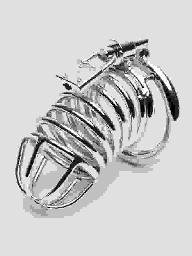 DOMINIX Deluxe Chastity Cock Cage 3.5 Inch, Silver, hi-res